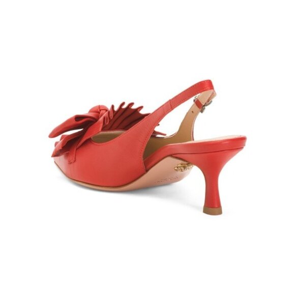 Beautiisoles Fiorella Red Leather Shoes Pointed Toe Slingback Pumps SZ 6.5 NEW - Picture 2 of 3